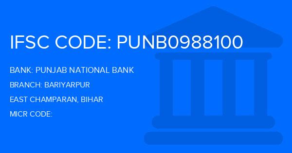 Punjab National Bank (PNB) Bariyarpur Branch IFSC Code