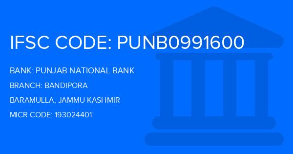 Punjab National Bank (PNB) Bandipora Branch IFSC Code