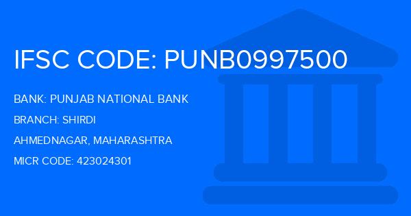 Punjab National Bank (PNB) Shirdi Branch IFSC Code