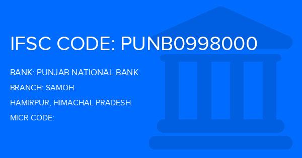 Punjab National Bank (PNB) Samoh Branch IFSC Code