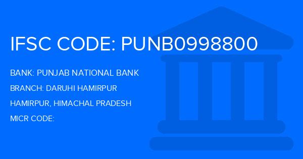 Punjab National Bank (PNB) Daruhi Hamirpur Branch IFSC Code