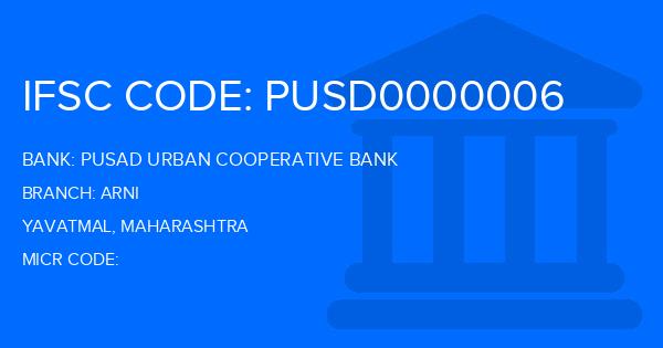 Pusad Urban Cooperative Bank Arni Branch IFSC Code