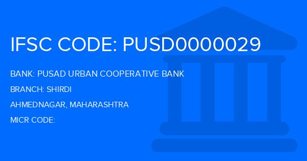Pusad Urban Cooperative Bank Shirdi Branch IFSC Code