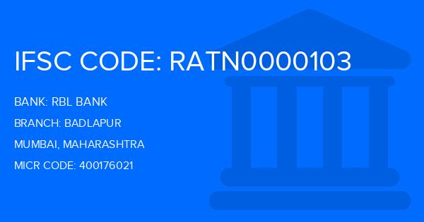 Rbl Bank Badlapur Branch IFSC Code