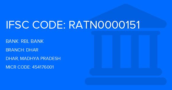 Rbl Bank Dhar Branch IFSC Code