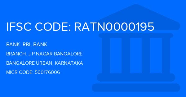 Rbl Bank J P Nagar Bangalore Branch IFSC Code