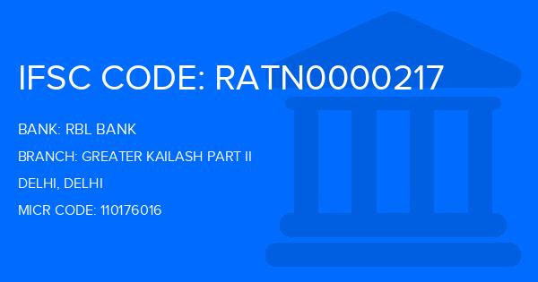 Rbl Bank Greater Kailash Part Ii Branch IFSC Code