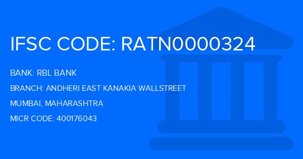 Rbl Bank Andheri East Kanakia Wallstreet Branch IFSC Code