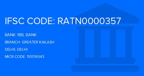 Rbl Bank Greater Kailash Branch IFSC Code