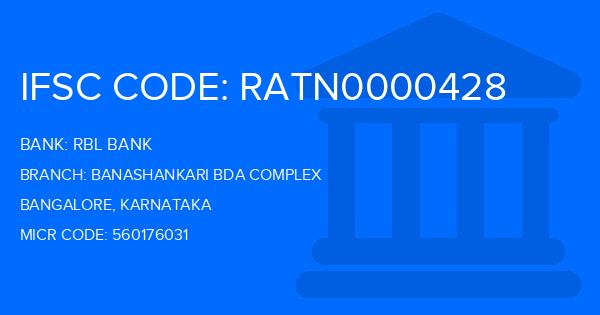 Rbl Bank Banashankari Bda Complex Branch IFSC Code