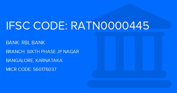 Rbl Bank Sixth Phase Jp Nagar Branch IFSC Code