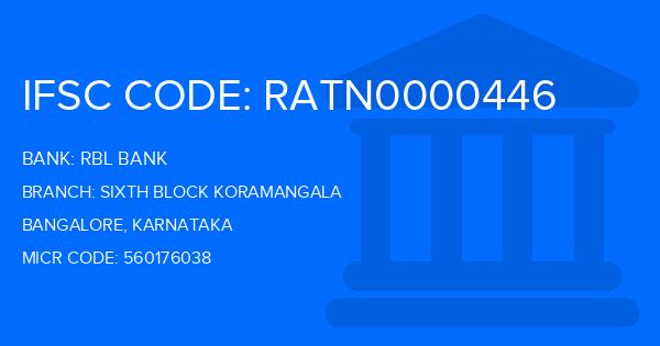 Rbl Bank Sixth Block Koramangala Branch IFSC Code