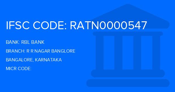 Rbl Bank R R Nagar Banglore Branch IFSC Code