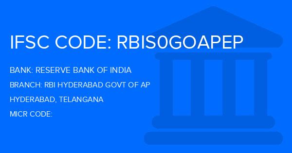 Reserve Bank Of India (RBI) Rbi Hyderabad Govt Of Ap Branch IFSC Code
