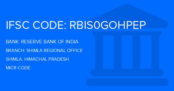 Reserve Bank Of India (RBI) Shimla Regional Office Branch IFSC Code