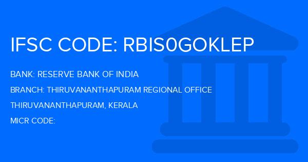 Reserve Bank Of India (RBI) Thiruvananthapuram Regional Office Branch IFSC Code
