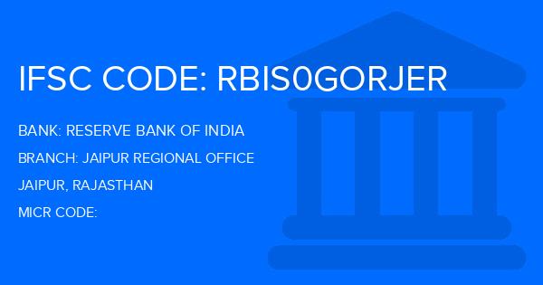Reserve Bank Of India (RBI) Jaipur Regional Office Branch IFSC Code