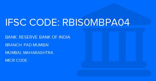 Reserve Bank Of India (RBI) Pad Mumbai Branch IFSC Code