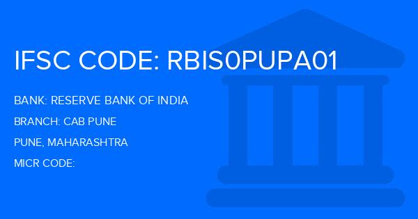 Reserve Bank Of India (RBI) Cab Pune Branch IFSC Code