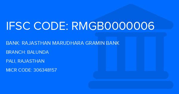 Rajasthan Marudhara Gramin Bank (RMGB) Balunda Branch IFSC Code