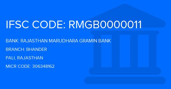 Rajasthan Marudhara Gramin Bank (RMGB) Bhander Branch IFSC Code