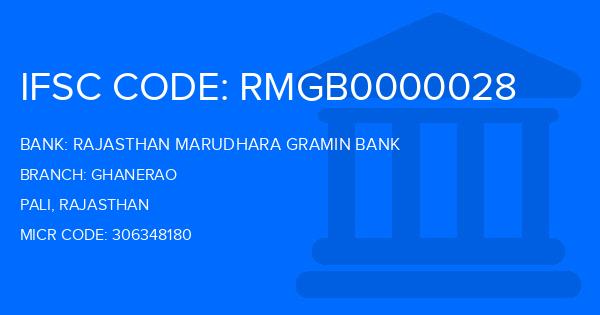 Rajasthan Marudhara Gramin Bank (RMGB) Ghanerao Branch IFSC Code