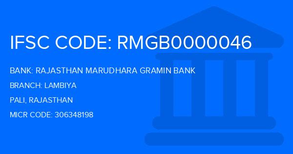 Rajasthan Marudhara Gramin Bank (RMGB) Lambiya Branch IFSC Code
