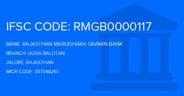 Rajasthan Marudhara Gramin Bank (RMGB) Guda Balotan Branch IFSC Code
