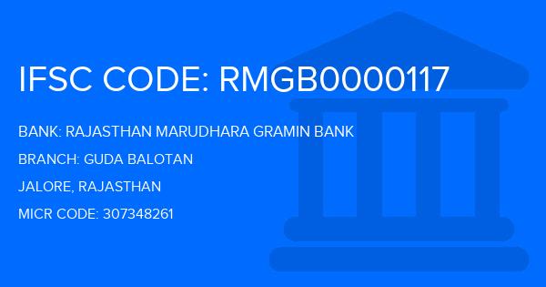 Rajasthan Marudhara Gramin Bank (RMGB) Guda Balotan Branch IFSC Code