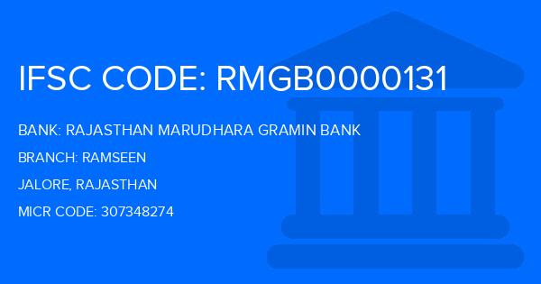 Rajasthan Marudhara Gramin Bank (RMGB) Ramseen Branch IFSC Code