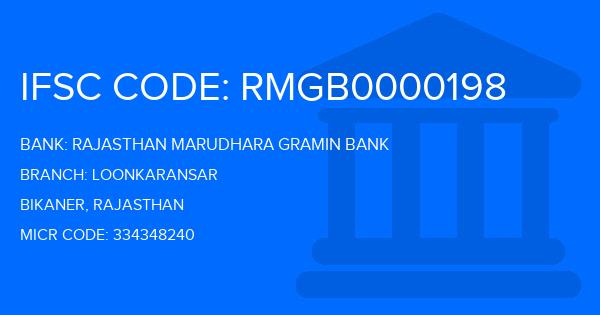 Rajasthan Marudhara Gramin Bank (RMGB) Loonkaransar Branch IFSC Code