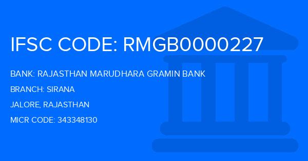 Rajasthan Marudhara Gramin Bank (RMGB) Sirana Branch IFSC Code