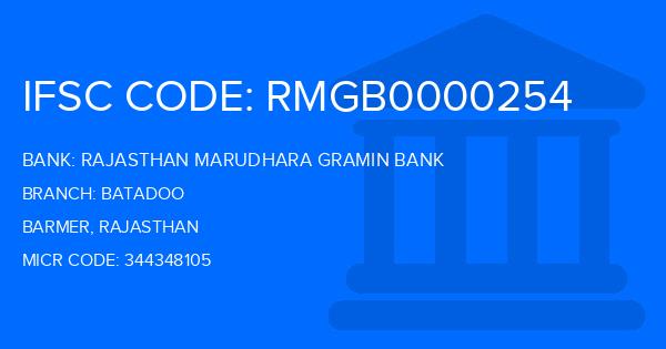 Rajasthan Marudhara Gramin Bank (RMGB) Batadoo Branch IFSC Code