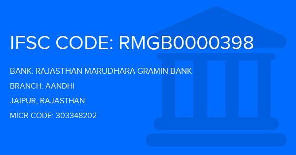 Rajasthan Marudhara Gramin Bank (RMGB) Aandhi Branch IFSC Code