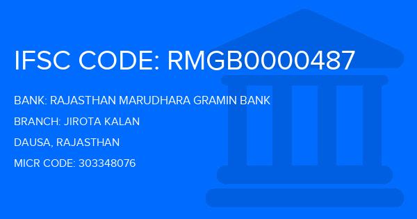 Rajasthan Marudhara Gramin Bank (RMGB) Jirota Kalan Branch IFSC Code