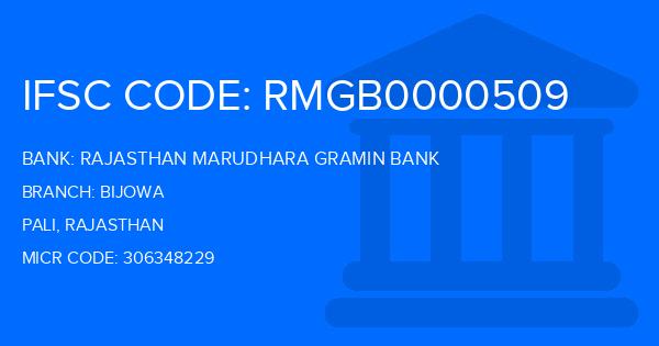 Rajasthan Marudhara Gramin Bank (RMGB) Bijowa Branch IFSC Code
