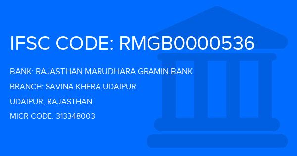 Rajasthan Marudhara Gramin Bank (RMGB) Savina Khera Udaipur Branch IFSC Code