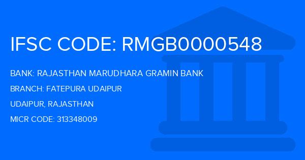 Rajasthan Marudhara Gramin Bank (RMGB) Fatepura Udaipur Branch IFSC Code