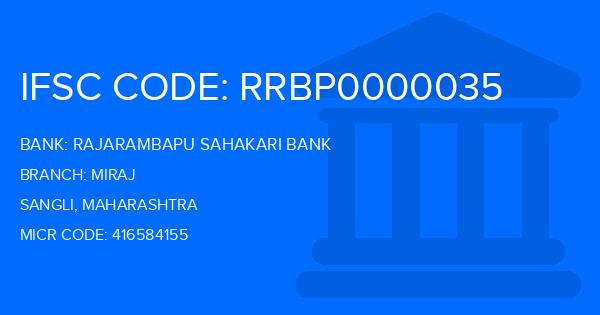 Rajarambapu Sahakari Bank Miraj Branch IFSC Code