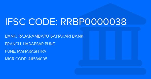 Rajarambapu Sahakari Bank Hadapsar Pune Branch IFSC Code