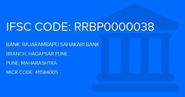 Rajarambapu Sahakari Bank Hadapsar Pune Branch IFSC Code