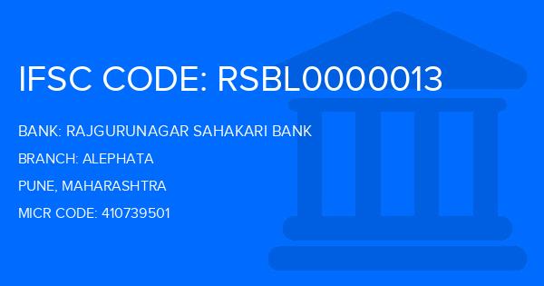 Rajgurunagar Sahakari Bank Alephata Branch IFSC Code