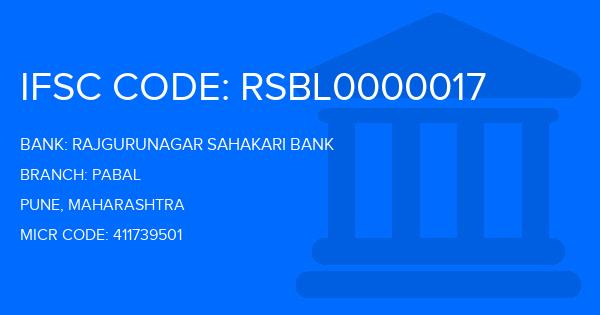 Rajgurunagar Sahakari Bank Pabal Branch IFSC Code