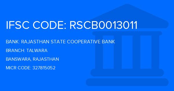 Rajasthan State Cooperative Bank Talwara Branch IFSC Code