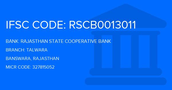 Rajasthan State Cooperative Bank Talwara Branch IFSC Code