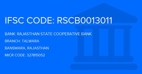 Rajasthan State Cooperative Bank Talwara Branch IFSC Code