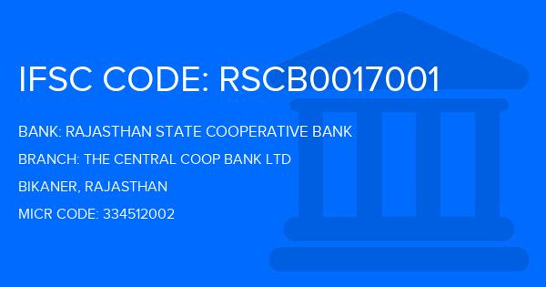 Rajasthan State Cooperative Bank The Central Coop Bank Ltd Branch IFSC Code