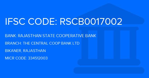 Rajasthan State Cooperative Bank The Central Coop Bank Ltd Branch IFSC Code