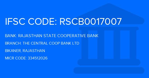 Rajasthan State Cooperative Bank The Central Coop Bank Ltd Branch IFSC Code