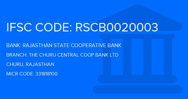 Rajasthan State Cooperative Bank The Churu Central Coop Bank Ltd Branch IFSC Code